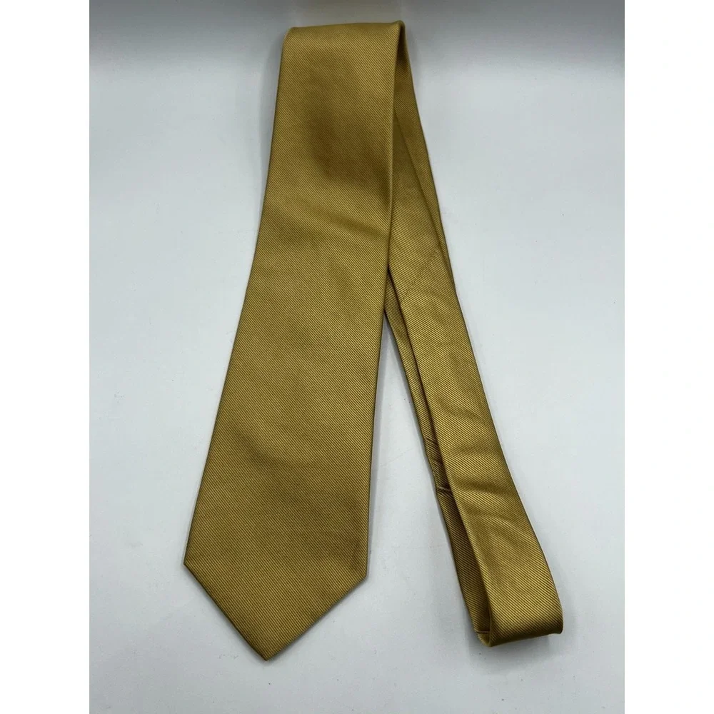 Brothers Makers Pure Silk Woven Gold Men's Necktie Hand Made‎ USA L: 58